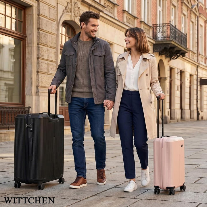 WITTCHEN Stripes Line Kofferset 3-teilig | ABS-Hartschalenkoffer, 4 Rollen 360° | Koffer Set Handgep