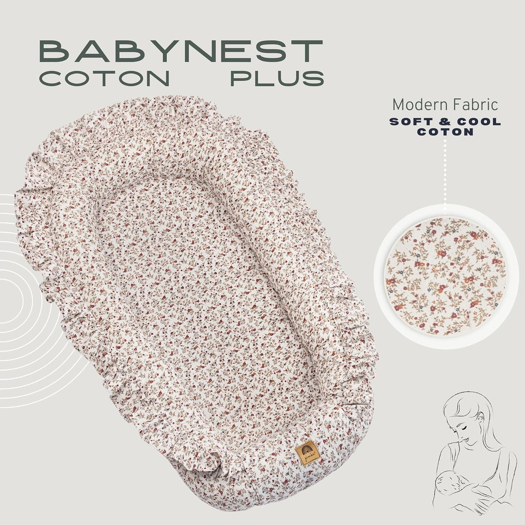 PIMKO Babynest mit rüschen Babynestchen für Baby Kuschelnest Babykokon für Säuglinge und Neugeborene