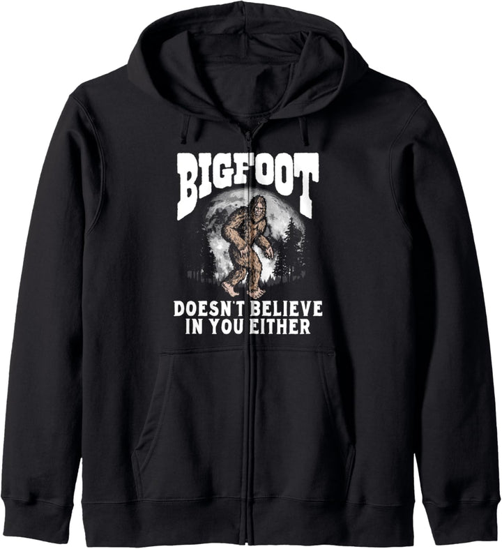 Bigfoot Doesn't Believe in You Either! Funny Sasquatch Moon Kapuzenjacke