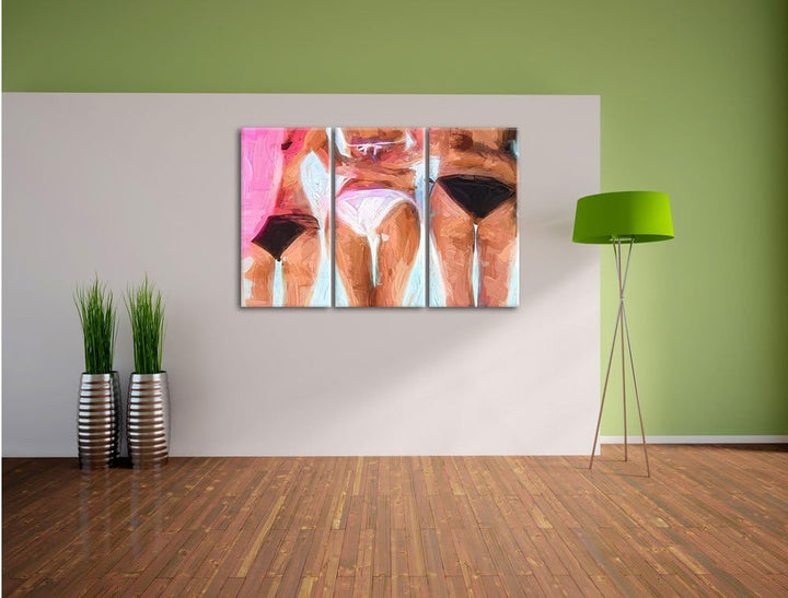 Pixxprint Sexy Girls im Bikini als Leinwandbild/Grösse: 3 Teilig (120x80) cm/Wandbild/Kunstdruck/fer