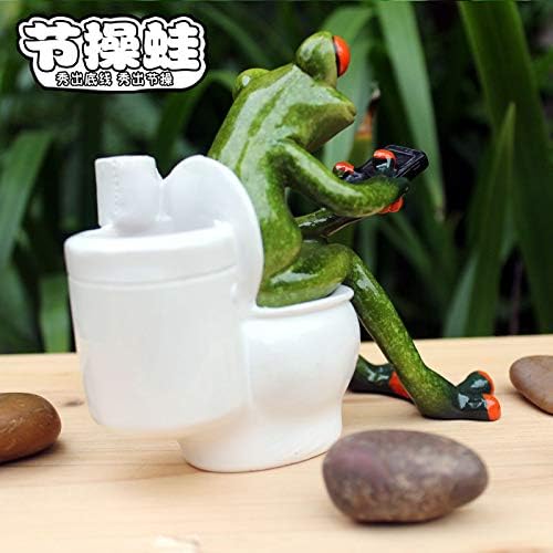 StealStreet ss-g-61233 Frosch Arbeiten auf IT 'S eigenen Badezimmer Business Deko Figur, Grün
