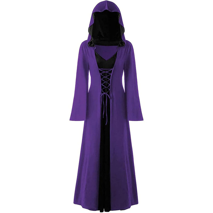 FSUJWOA Frauen Halloween Kostüme für Erwachsene mittelalterlich Kapuze Maxi Kleid für Frauen Mode Ro