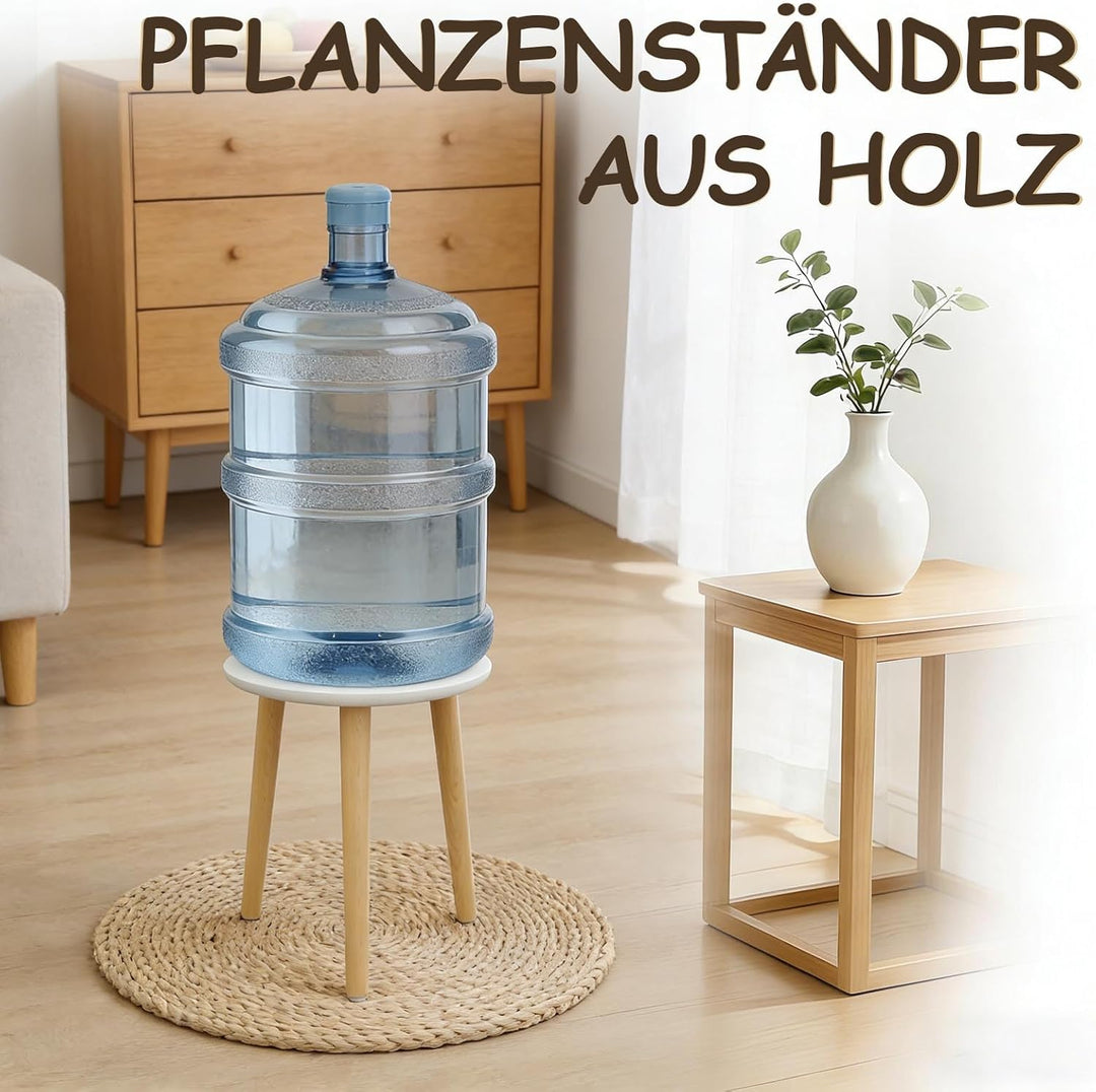 Pflanzenständer aus Holz, 28 x 42 cm Rund Blumenständer, Belastung Blumenhocker mit 3 Füssen, Deko H