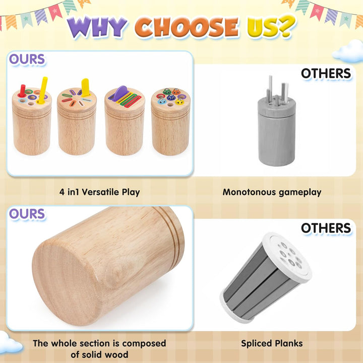 Montessori Spielzeug ab 1 Jahr, 4-in-1 Montessori Spielzeug ab 1 2 3 Jahre, Holz Montessori Spielzeu