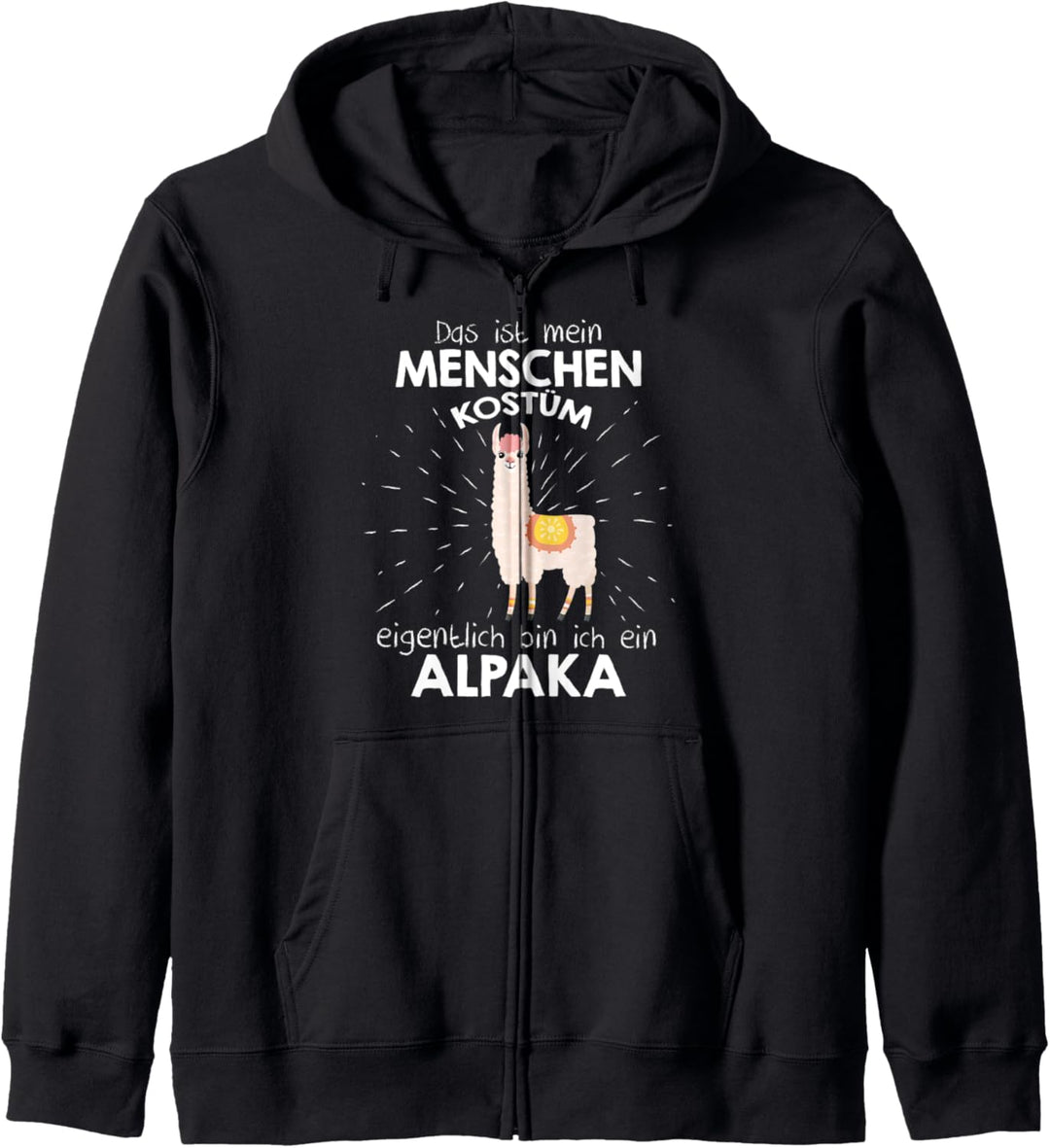 Mein Menschen Kostüm Bin ich ein Alpaka, Halloween Outfit Kapuzenjacke