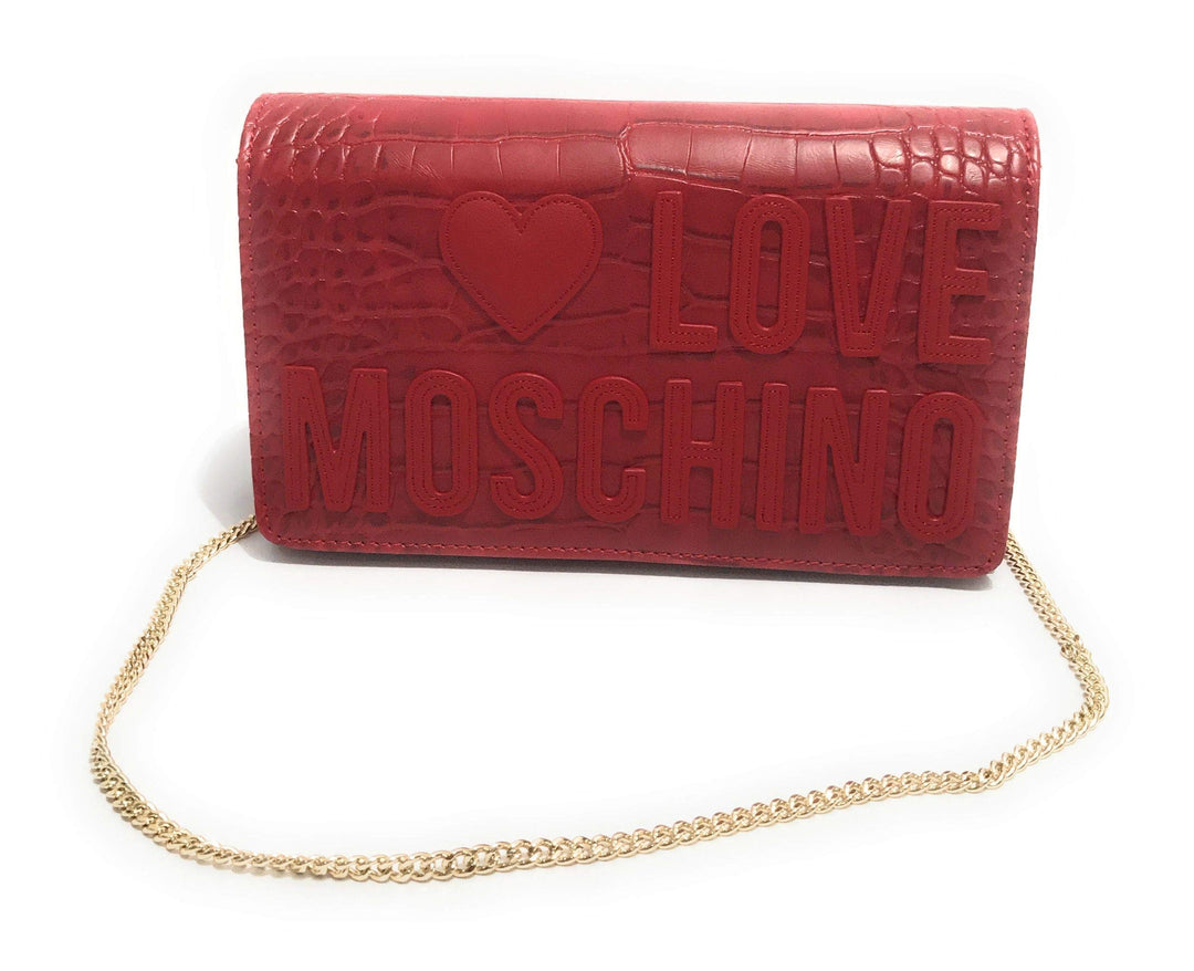 Love Moschino Damen Borsa Croco Pu Damentasche Rot, Rot