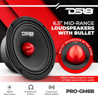 DS18 PRO-GM6B 6.5" Kugel-Mitteltöner Lautsprecher 8-Ohm, 480W Max, 140W RMS, 1 Lautsprecher Neues Mo