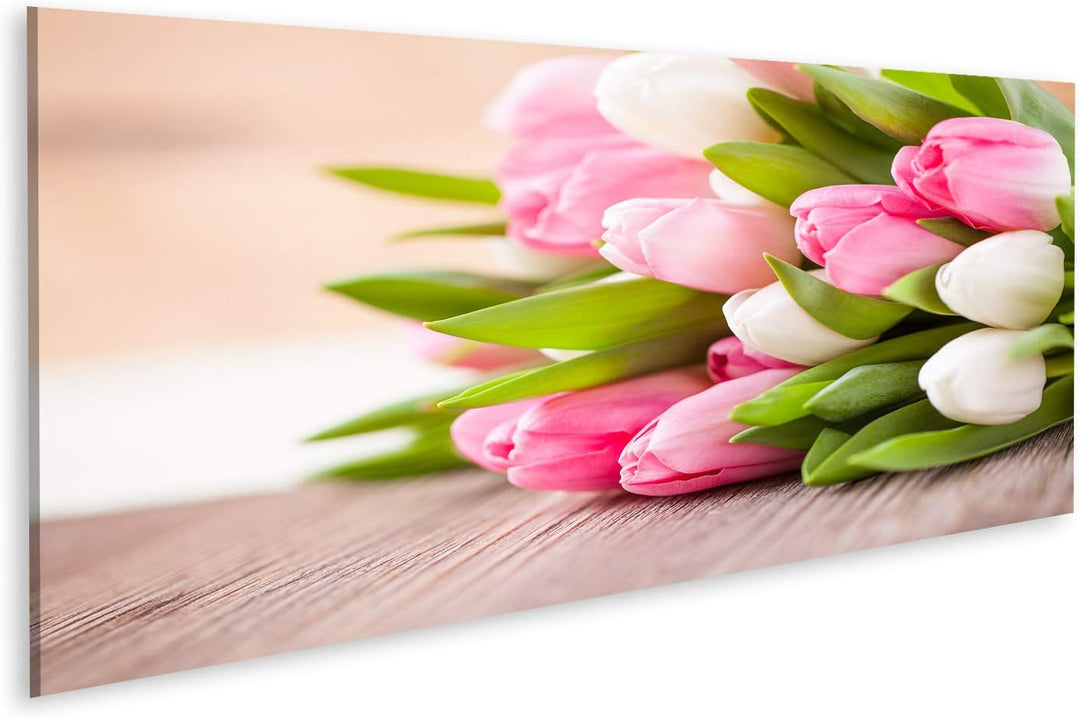 islandburner Bild auf Leinwand Blumenstrauss Tulpen Frühlingsszene Bilder Wandbilder Poster Leinwand