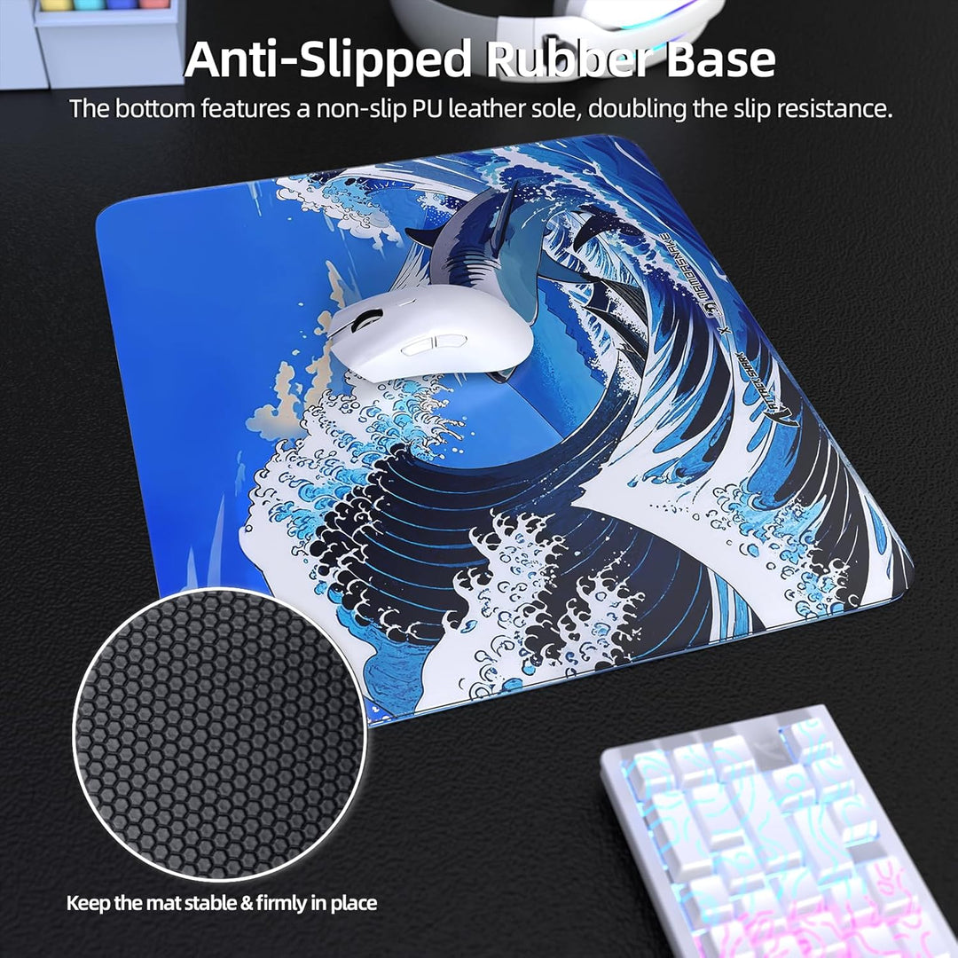 ATTACK SHARK CM05 Gaming-Mauspad Aus Gehärtetem Glas, Ultraglatte Oberfläche, 9H Gehärtetes Glas, 17