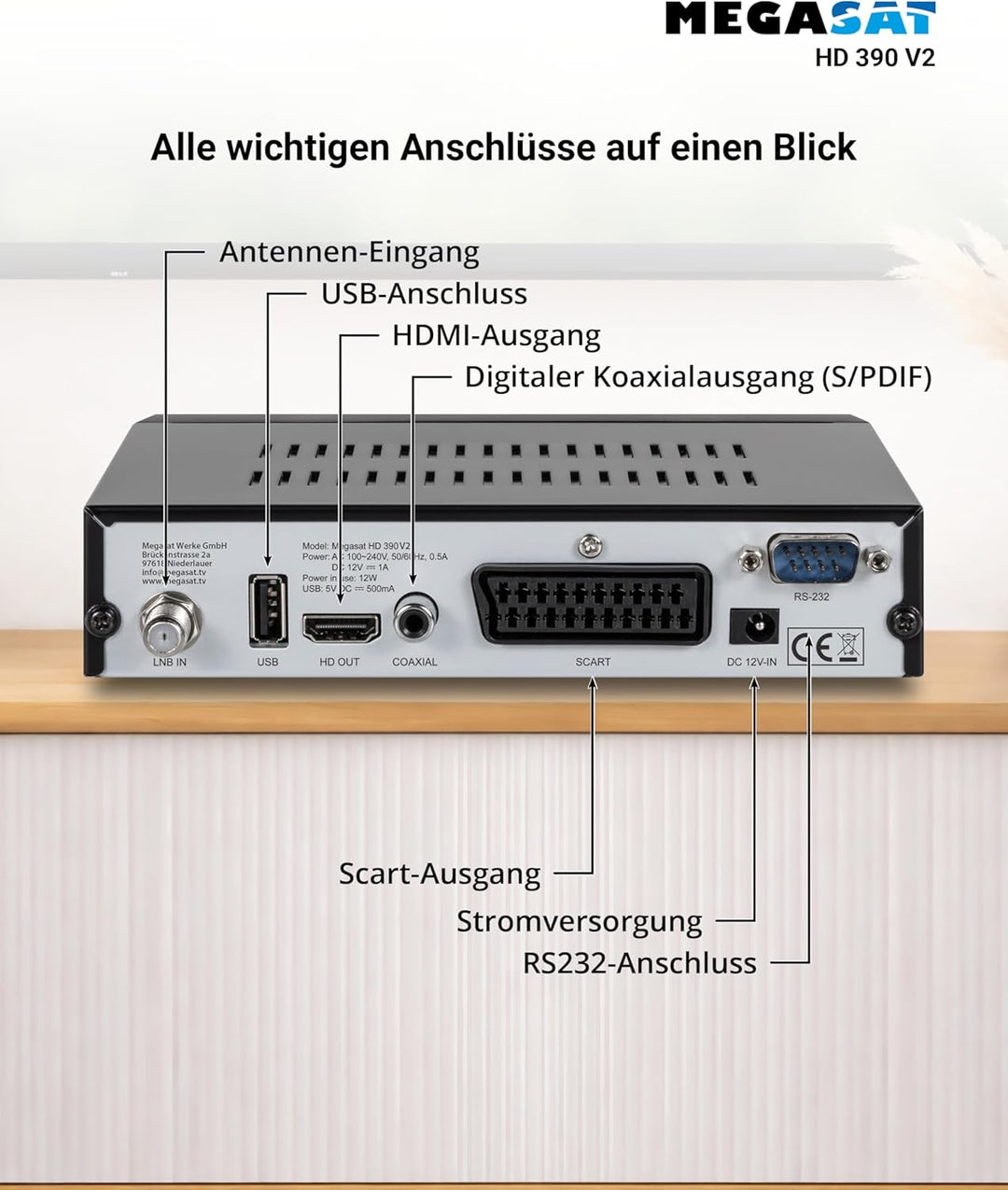 Megasat HD 390 DVB-S2 HD Sat Receiver schwarz | Unicable I & II tauglich