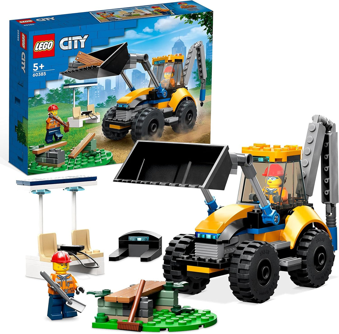 LEGO 60385 City Radlader Baufahrzeug, Bagger-Spielzeug für Kinder als Lernspielzeug mit Minifiguren,