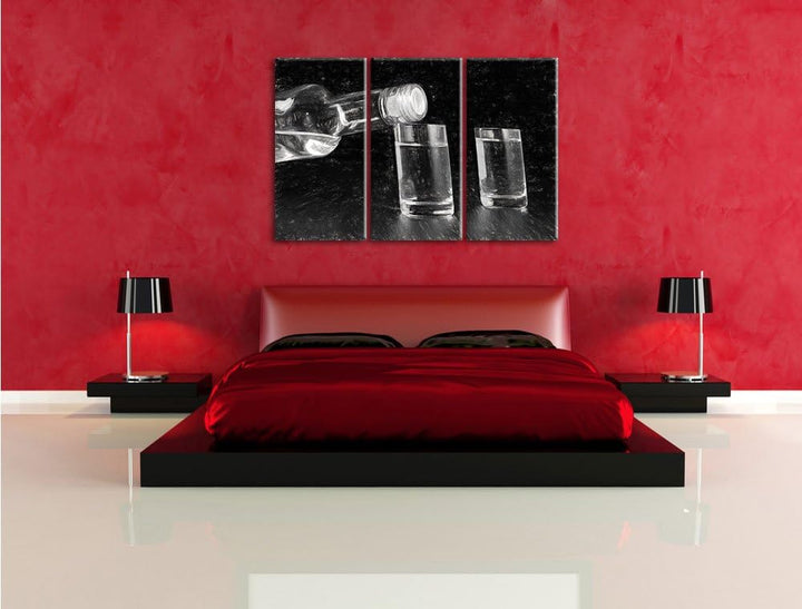 Pixxprint Vodka-Flaschen als Leinwandbild/Grösse: 3 Teilig (120x80 cm) cm/Wandbild/Kunstdruck/fertig