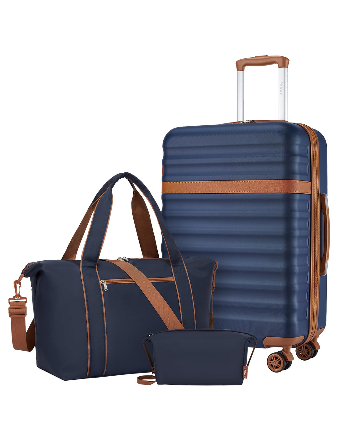 KONO Reisekoffer Set 3-teilig, Erweiterbar Hartschalenkoffer Mittel mit 4 Rollen und TSA Schloss, le