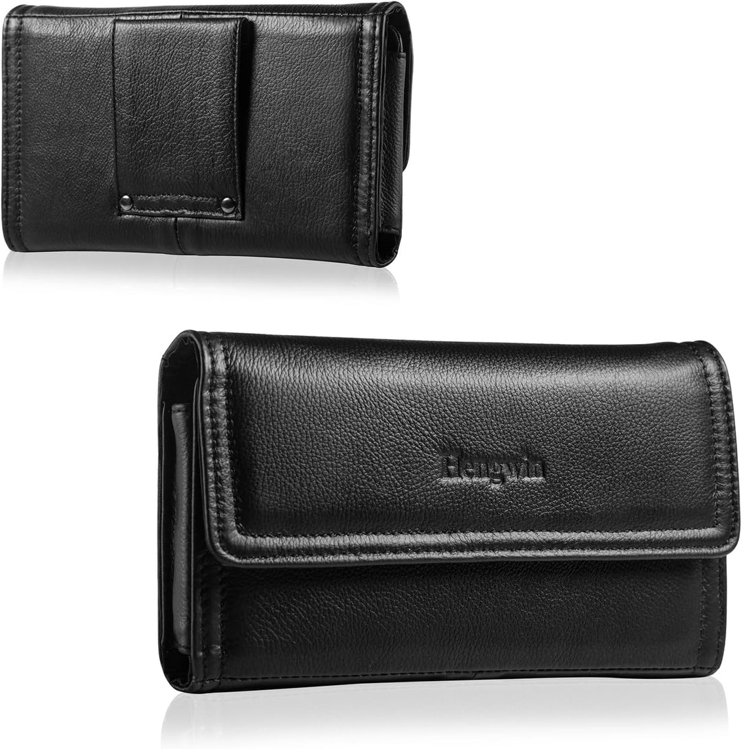 Hengwin Leder-Handy-Holster mit Gürtelschlaufe, passend für iPhone 15 Pro Max 14 Plus, Samsung Galax