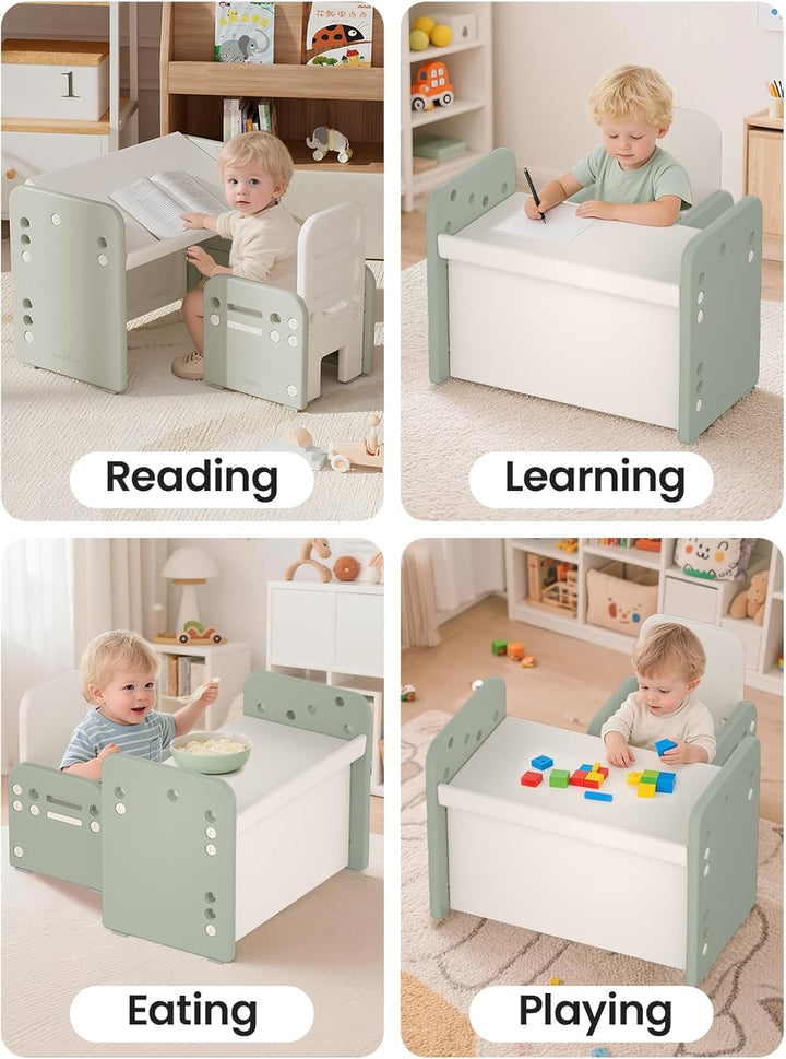 Kindertisch mit Stühle, Höhenverstellbarer Kinder Tisch Stuhl Set, Konvertierbarer Desktop，Multifunk