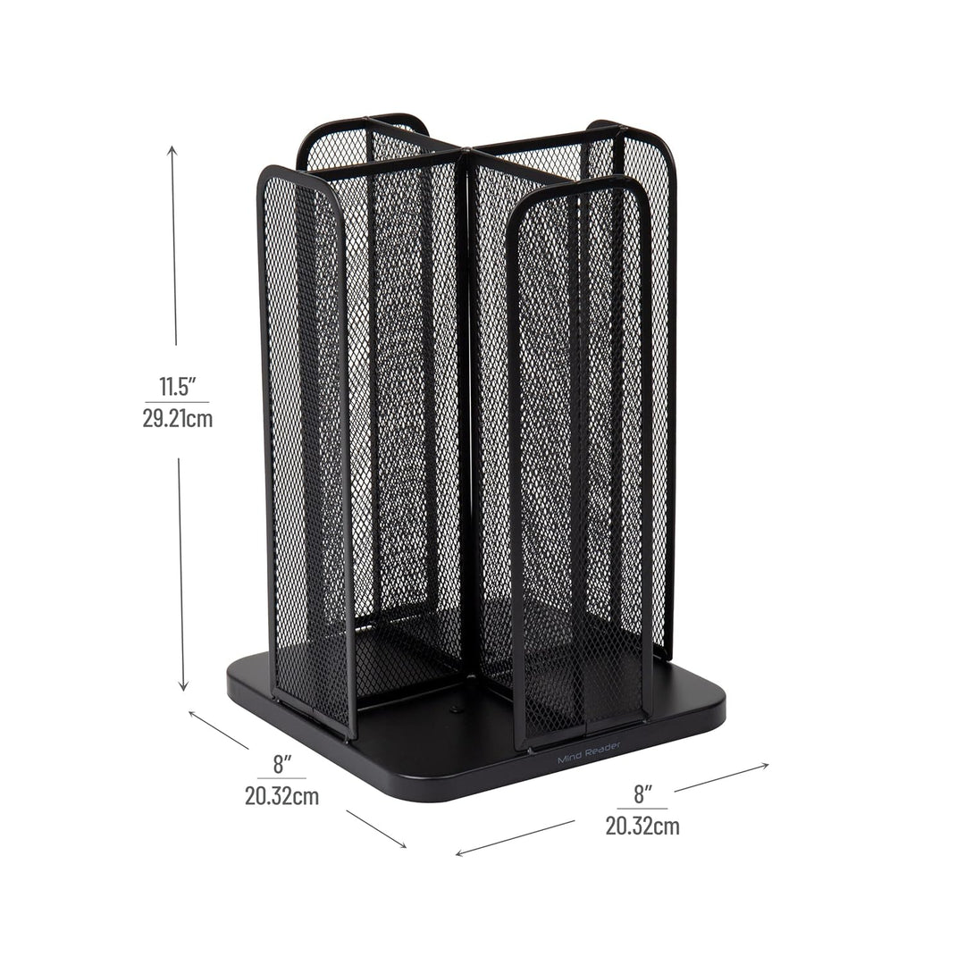 Mind Reader Network Collection, 4-Compartment Cup and Lid Dispenser, Countertop Organizer, Metal Mes