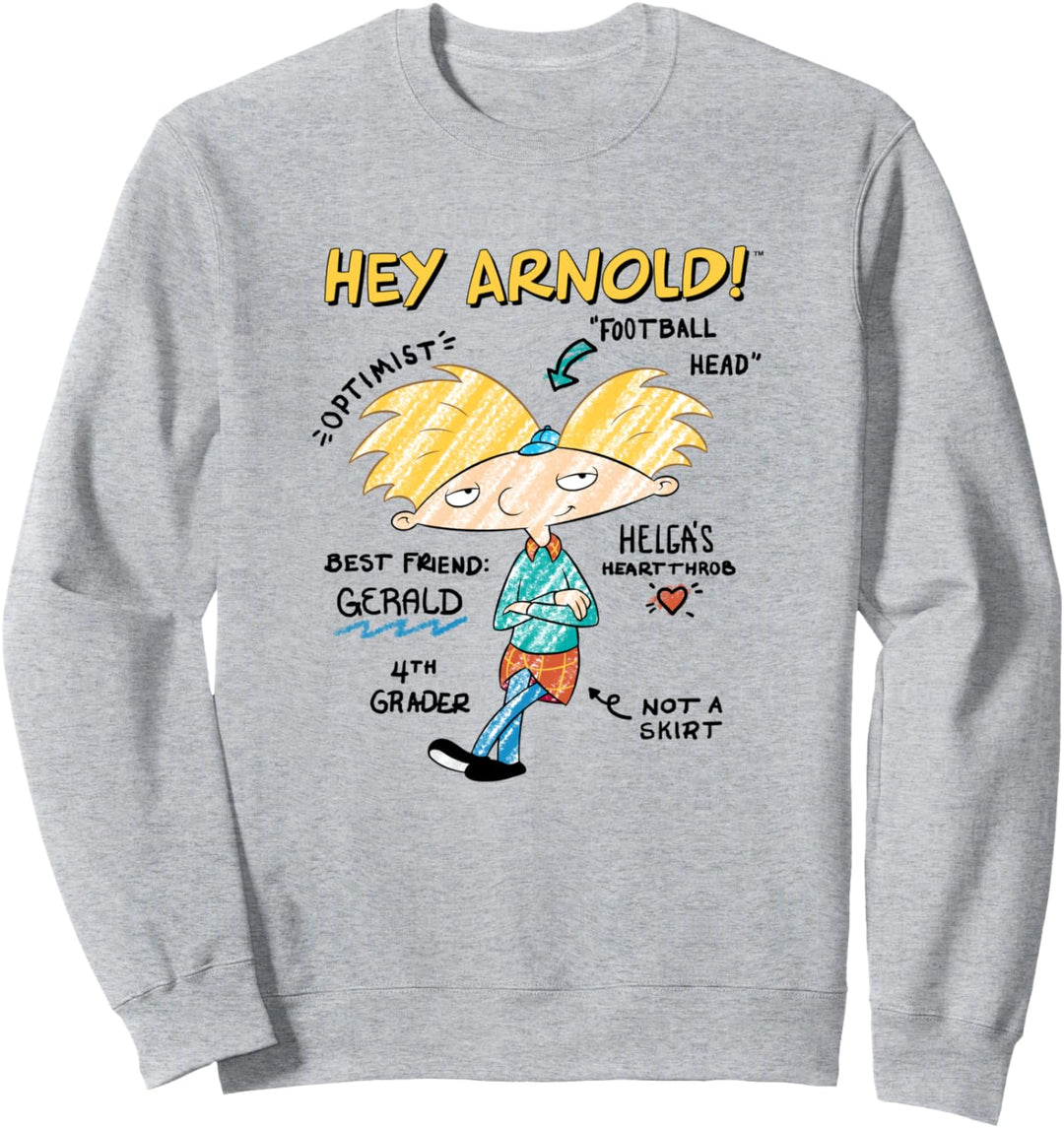 Hey Arnold! Facts Diagram Sketch Portrait Sweatshirt