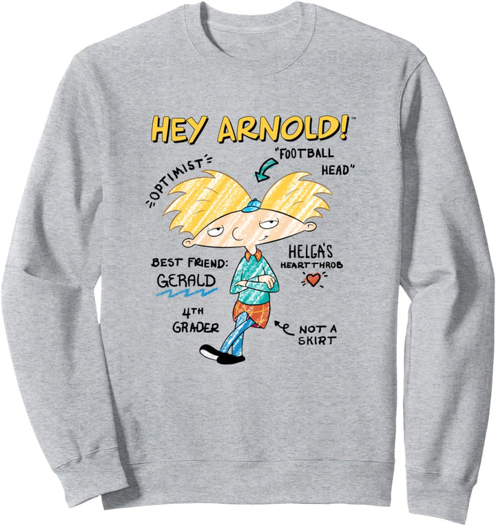 Hey Arnold! Facts Diagram Sketch Portrait Sweatshirt