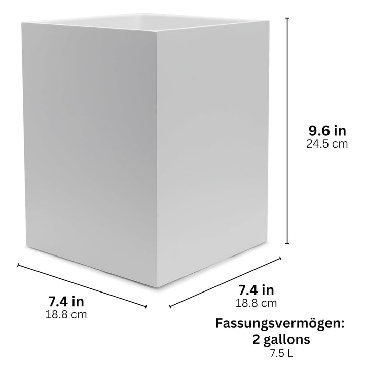 YEW DESIGN Kleiner Eckiger Mülleimer in Weiss Matt, 7,5 L / 2 Gallonen – Papierkorb für Zuhause, Bad