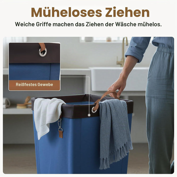 StorageWorks 160L Wäschewagen mit Rollen, grosser Wäschekorb mit Rollen für Wäsche, Wäschewagen mit