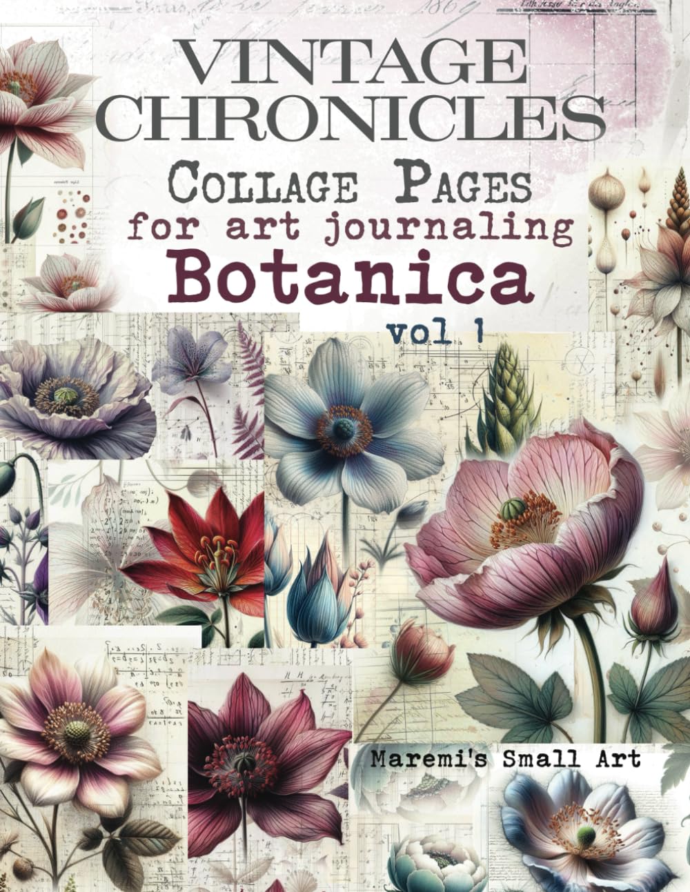 VINTAGE CHRONICLES Collage Pages for Art Journaling, Botanica vol 1: A book with 270+ Images To Cut