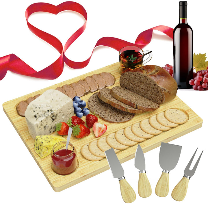 Bambus-Käsebrett, Charcuterie-Platte, Serviertablett für Käse, Obst, Gemüse und Fleisch, ideal für J
