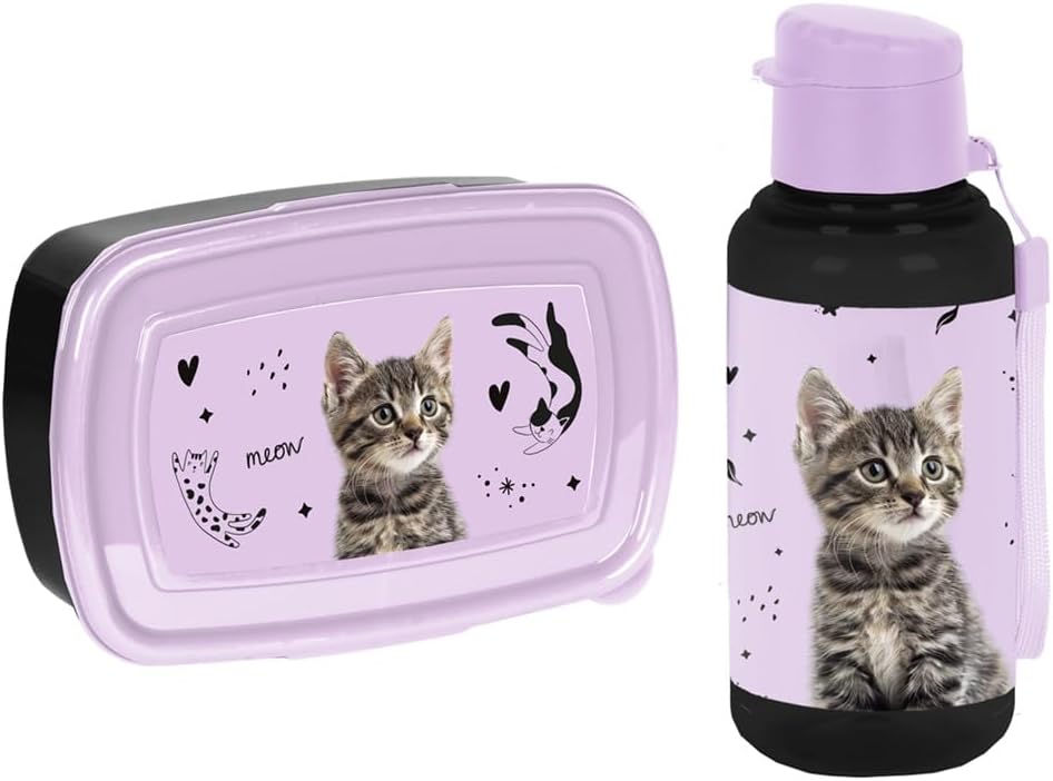 Familando - Schulranzen Set - 8-teilig mit Federmappe - Sweet Kitty Katze - Ergonomisch, stabil & mi