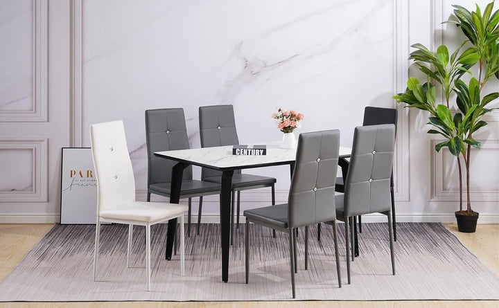 Albatros Esszimmerstühle 4er Set Diamond, Schwarz - Edler Diamant-Look, Kunstleder-Bezug, bequemer P
