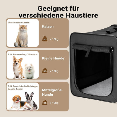 Fudajo Faltbare Transportbox für Hunde, Katzen M (58x46x53 cm), robust, leicht, sicher, Hundebox mit