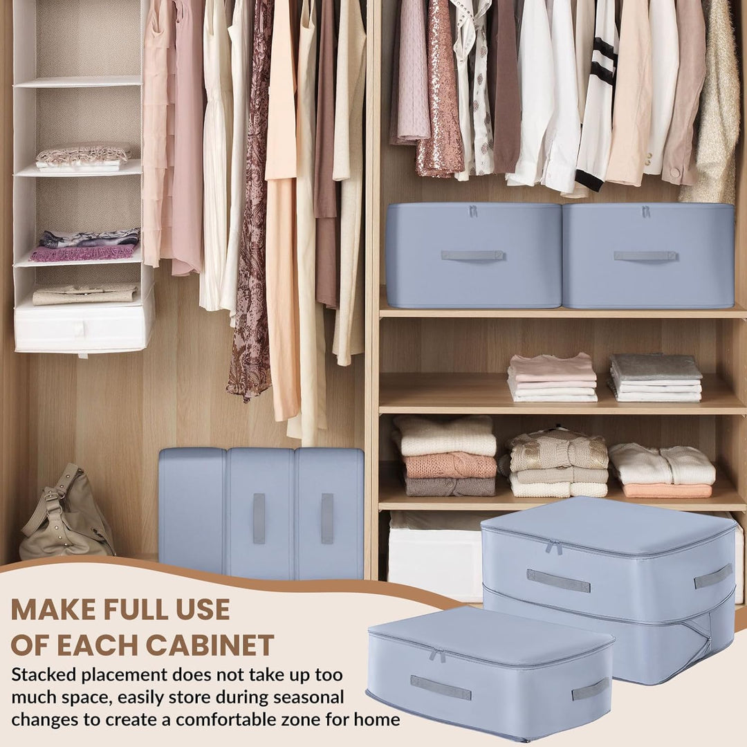 2 Stück Ultra Platzsparender Selbstkomprimierender Organizer, Aufbewahrungstasche für Bettdecken, Gr