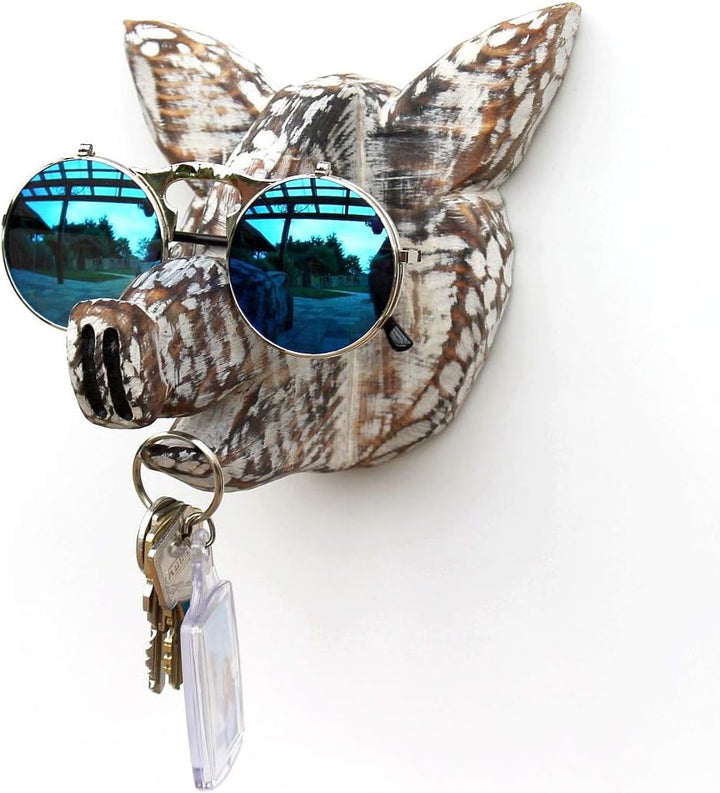 DanDiBo Brillenhalter Wand Brillenständer 93913 Schlüsselhalter Schwein handgemacht Kleiderhaken Hol