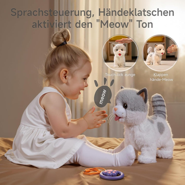 OR OR TU Katze Spielzeug Kinder Plüsch Kätzchen Elektronische Haustiere mit Ferngesteuerter, Interak