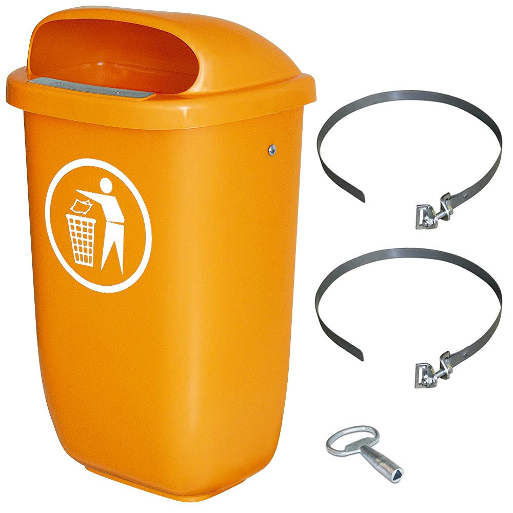 BRB Abfallbehälter für den Aussenbereich, Inhalt 50 Liter, nach DIN 30713, im Komplettset mit Schell