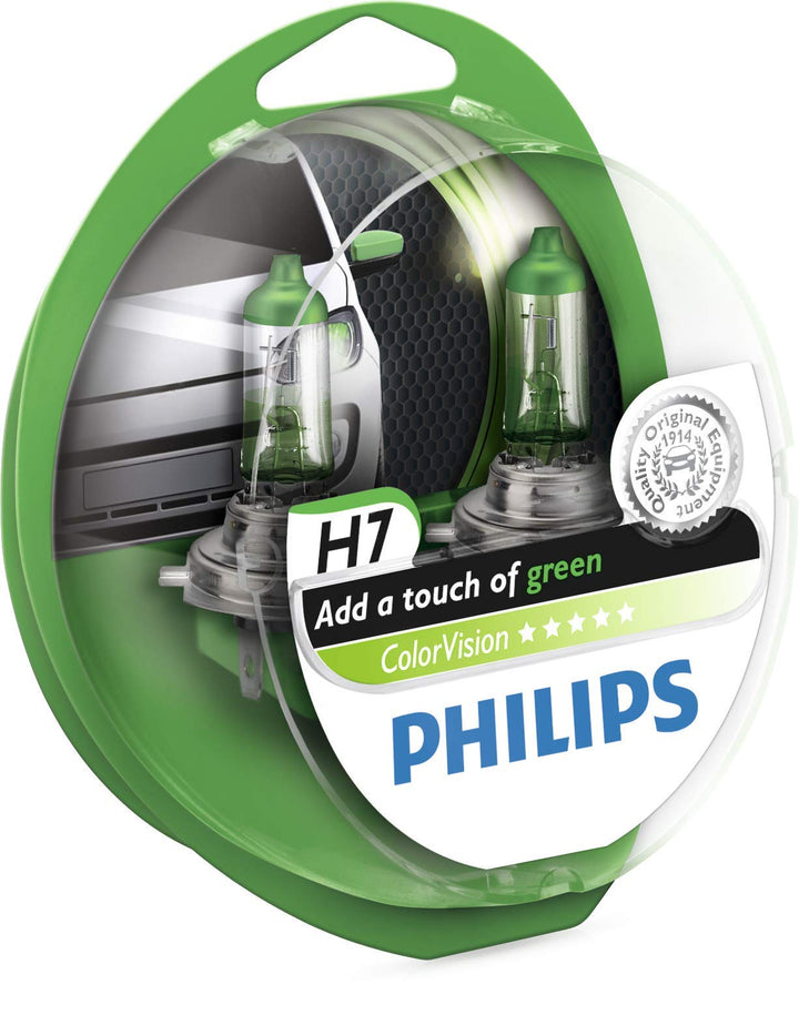 Philips 36798028 ColorVision Scheinwerferlampe H7 2-er Kit, grün H7 Green, H7 Green