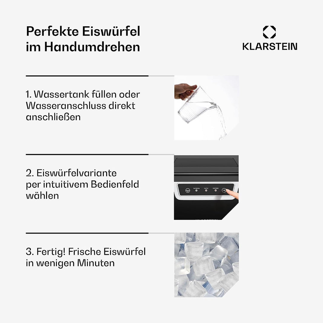 Klarstein Eiswürfelmaschine Icefestival Cube – 20 kg/24 h Eiswürfelbereiter, 400 W, Eiswürfel &amp; Geri