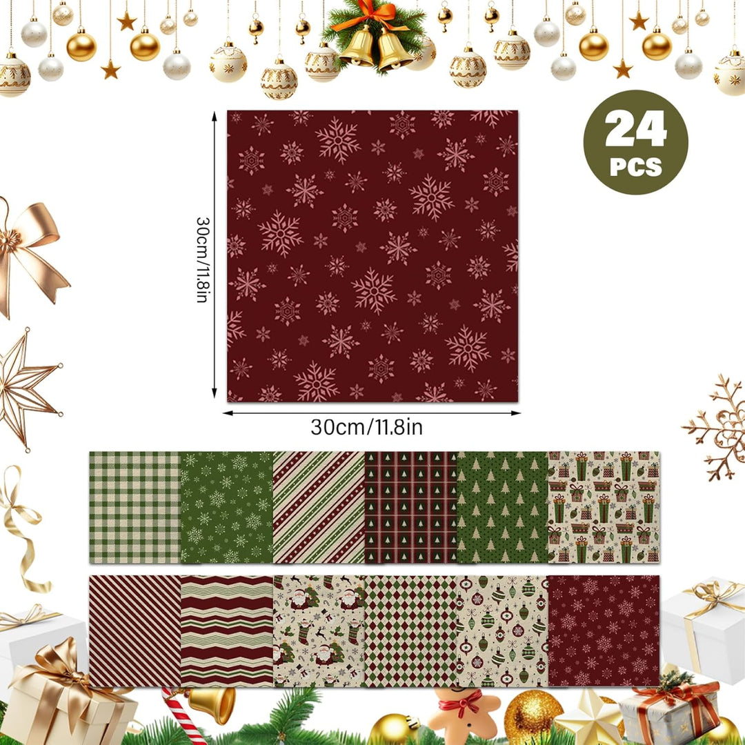 Weihnachtsstoff, 30, 5 x 30, 5 cm, Vintage-Weihnachtsthema, doppelseitiges Scrapbook-Papier für DIY-