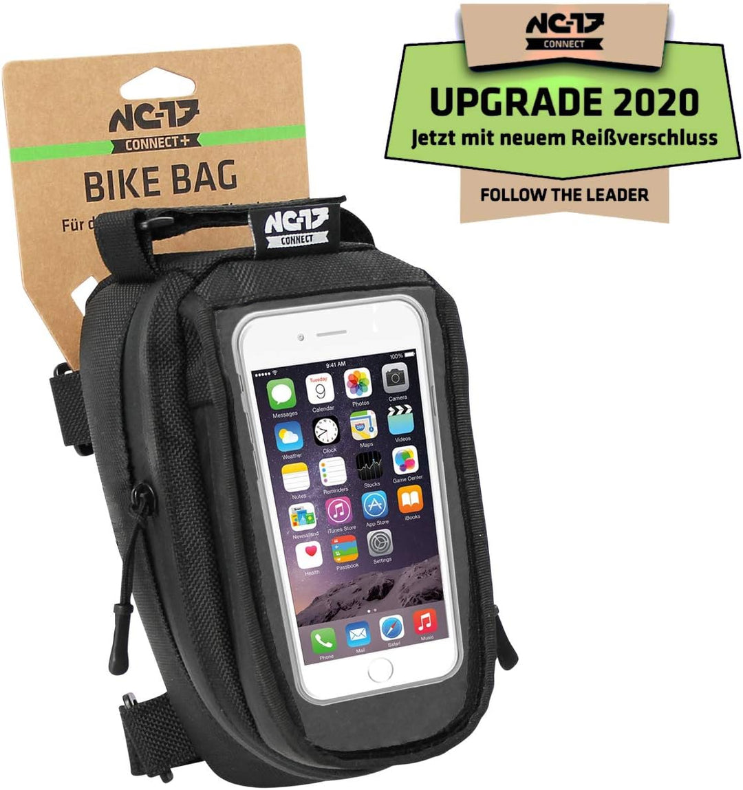 NC-17 Smartphonetasche Universal Oberrohrtasche für iPhone Samsung LG HTC Fahrrad Oberrohr, Schwarz,
