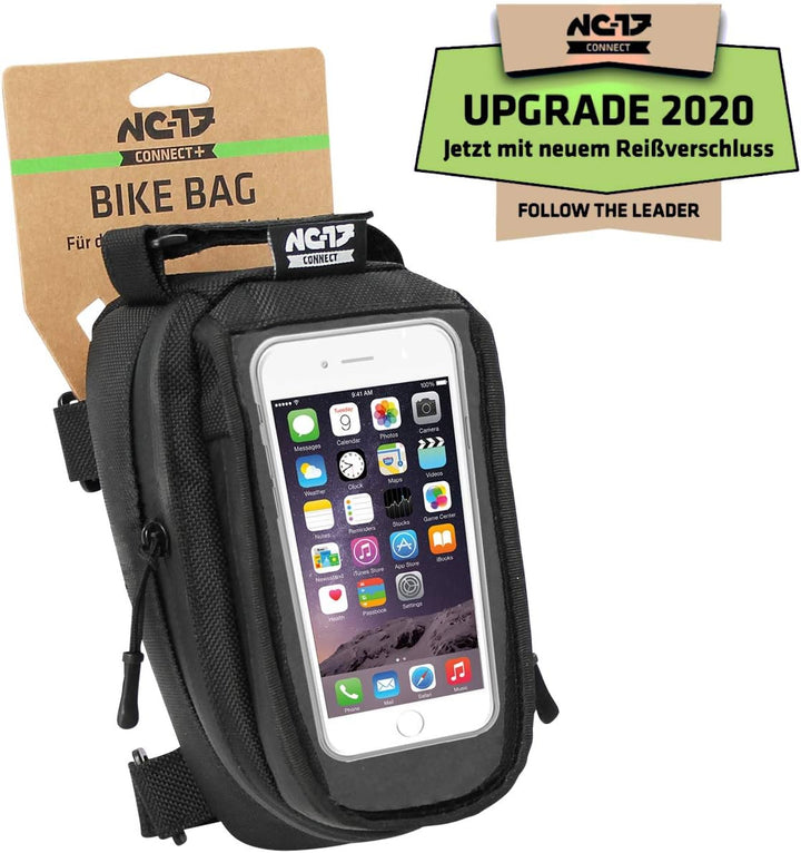 NC-17 Smartphonetasche Universal Oberrohrtasche für iPhone Samsung LG HTC Fahrrad Oberrohr, Schwarz,