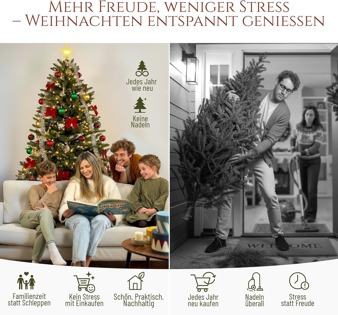 Premium Weihnachtsbaum künstlich 250cm -TESTSIEGER - Naturgetreu, dichte Zweige, Künstlicher Weihnac