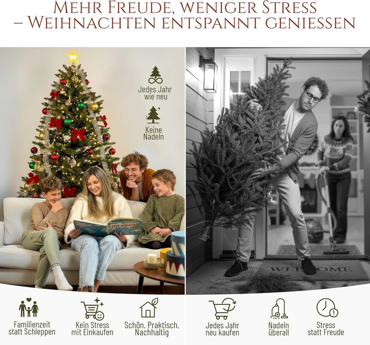Premium Weihnachtsbaum künstlich 250cm -TESTSIEGER - Naturgetreu, dichte Zweige, Künstlicher Weihnac