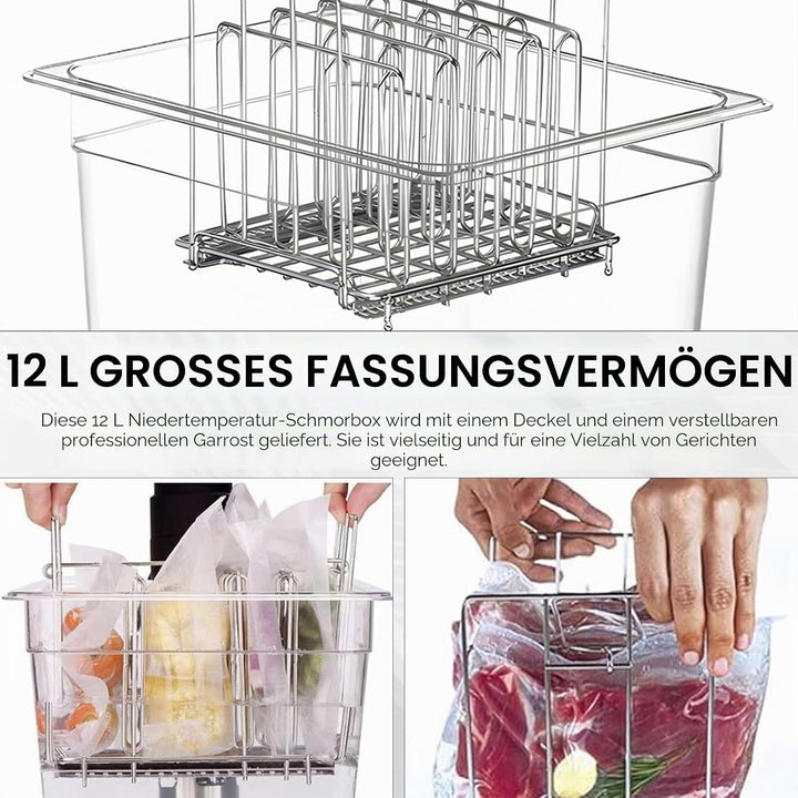 Sous Vide Behälter 12L mit Deckel und Rack Sous Vide Tools Container mit Isolierung Fassungsvermögen