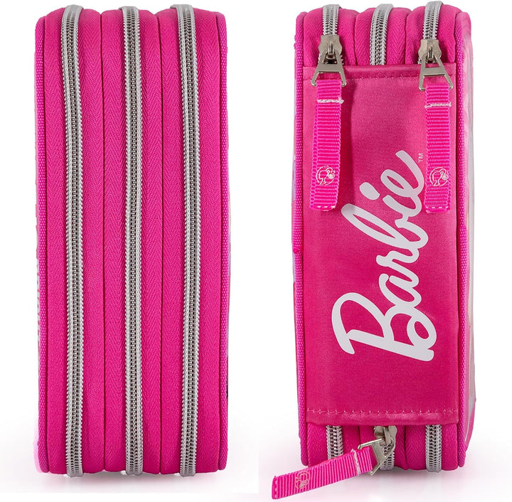 Clondo Federmäppchen Kinder für Barbie Fan, 3 Organisierte Fächer, Federtasche Junge Gefüllt, Mädche