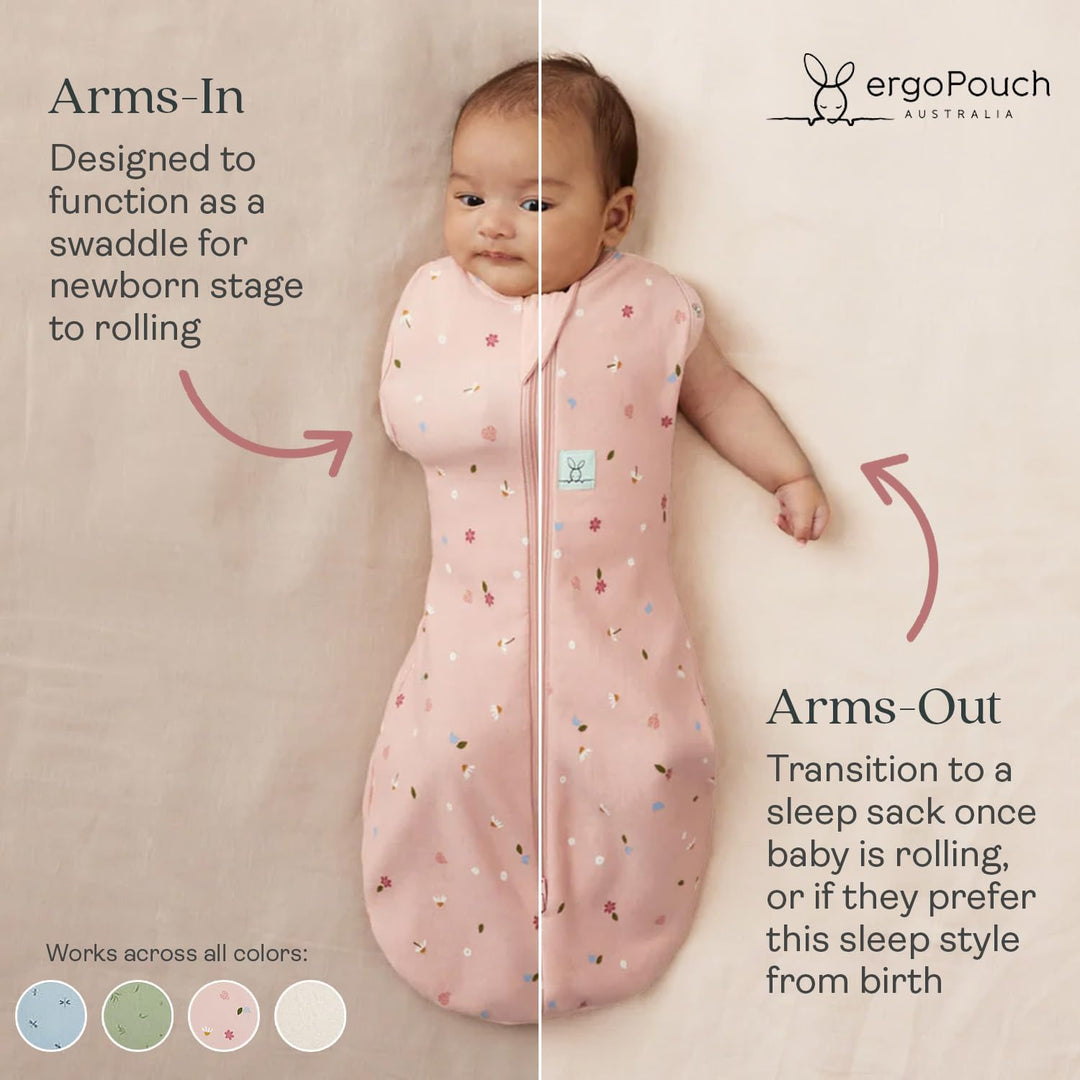 ergoPouch Baby Pucksack Cocoon, 0-3 Monate, Ganzjahres | Sage | TOG 1.0 | Bio-Baumwolle | Zwei-Wege