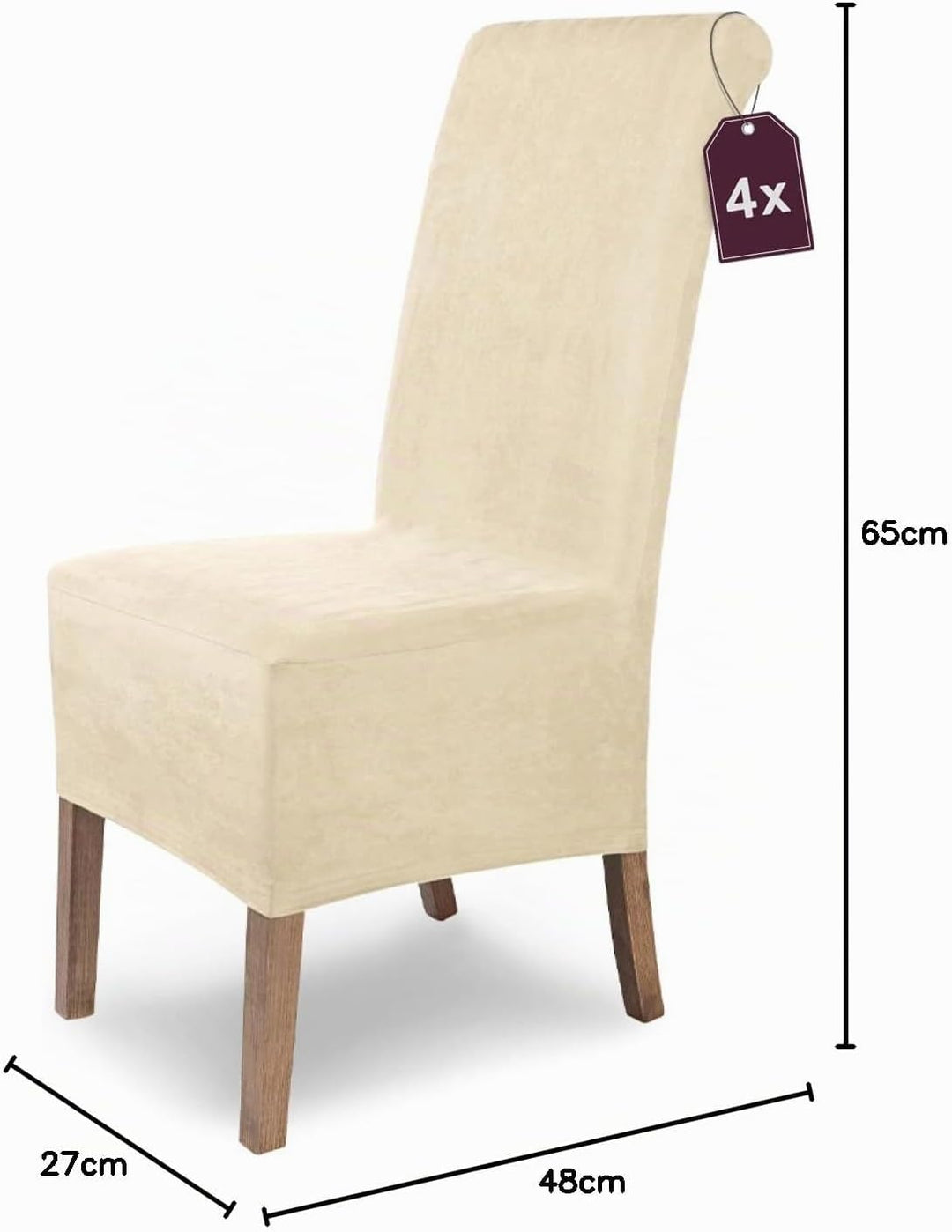 SCHEFFLER-Home Stuhlhussen 4er Set Leon Ecru/elastische Wildleder Hussen für Stühle/Robustes Freisch