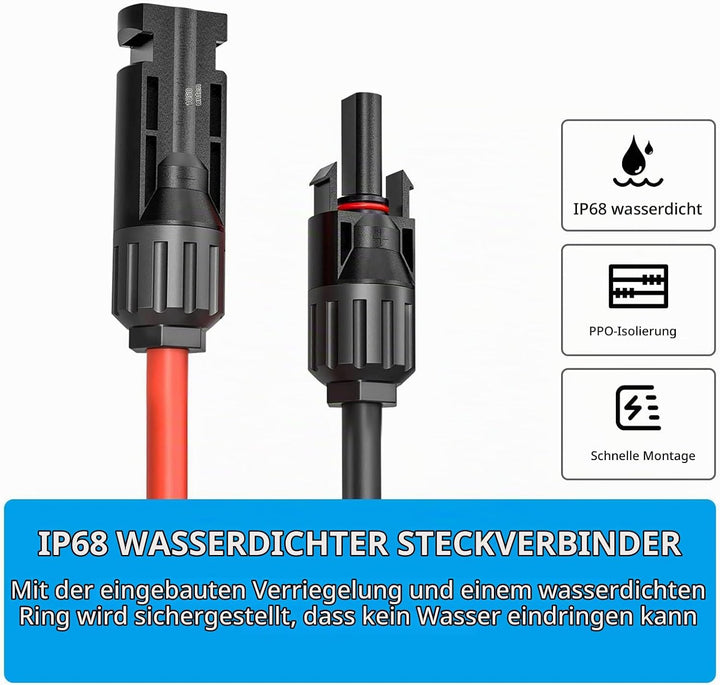 XTVTX Solarkabel 6mm²,Solarkabel Verlängerungskabel 10m,Verlängerung,Photovoltaik kabel,pv kabel 6mm
