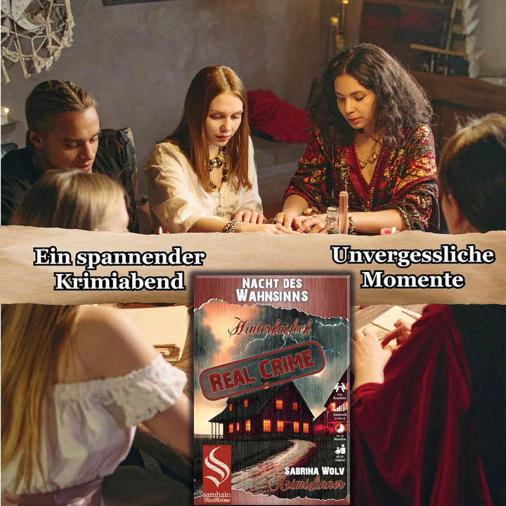 Samhain VERLAG - Real Crime Dinner - Nacht des Wahnsinns für 7-9 Spieler, ab 16 Jahre