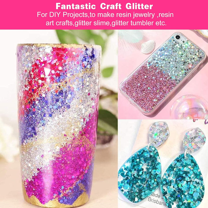 Gold Holographische Glitzer für Gesicht, Körper, Nagelkunst, Make Up, Haar, Slime und Basteln DIY, G