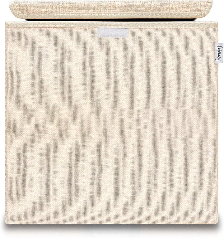 LIFENEY Aufbewahrungsbox mit Deckel im 3er Set Beige, Grau und Blau I Dreierpack Spielzeugbox passen