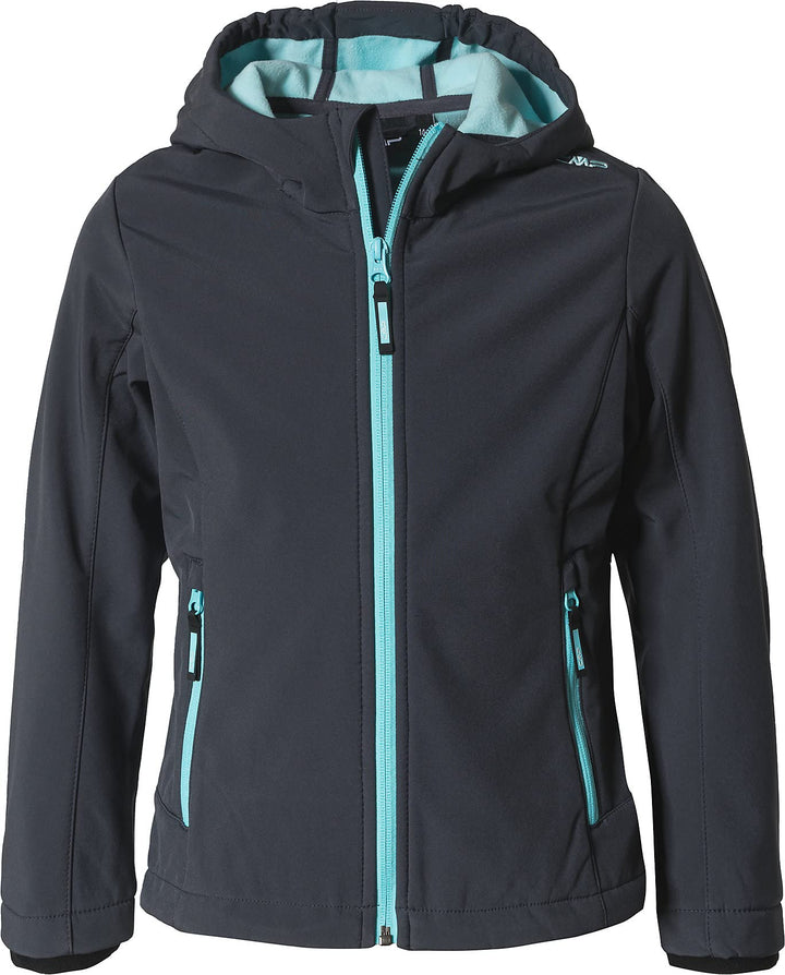 CMP Mädchen Softshelljacke für Kinder KID G JACKET FIX HOOD 128 Titan-Wasser, 128 Titan-Wasser