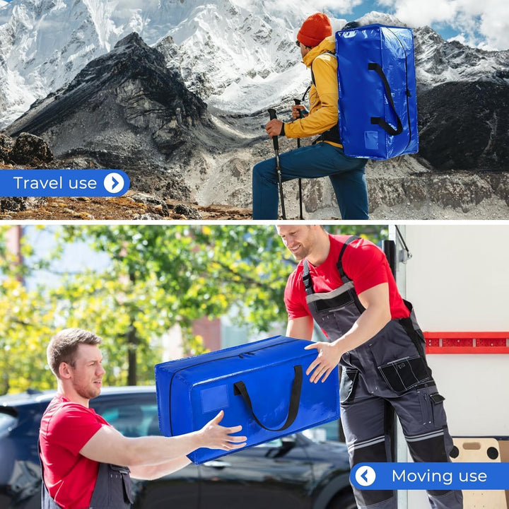 6 Stück 90L Grosse Aufbewahrungstasche, Heavy-Duty Umzugstaschen mit Rucksackgurten und Griffee, Rob